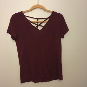 Maroon short sleeved shirt